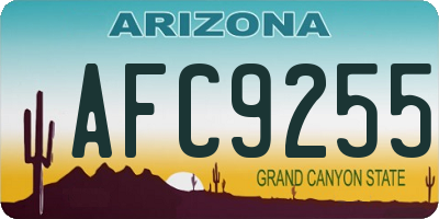 AZ license plate AFC9255