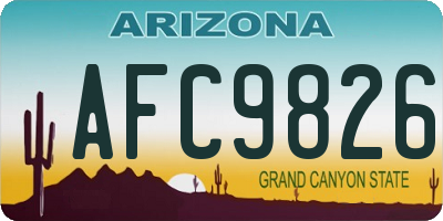 AZ license plate AFC9826