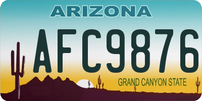 AZ license plate AFC9876