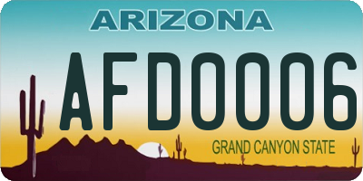 AZ license plate AFD0006