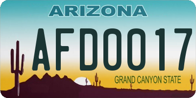 AZ license plate AFD0017
