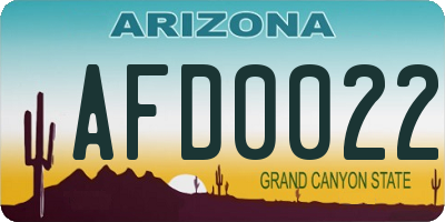 AZ license plate AFD0022