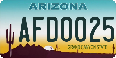 AZ license plate AFD0025