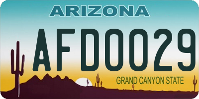AZ license plate AFD0029