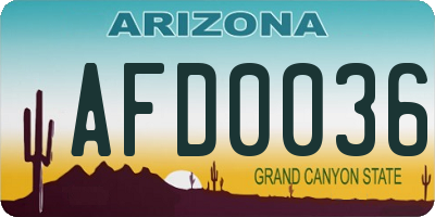 AZ license plate AFD0036