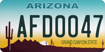 AZ license plate AFD0047