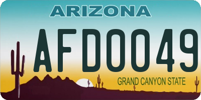AZ license plate AFD0049