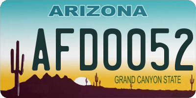 AZ license plate AFD0052