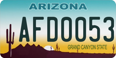 AZ license plate AFD0053