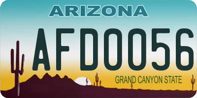 AZ license plate AFD0056