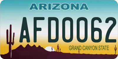 AZ license plate AFD0062