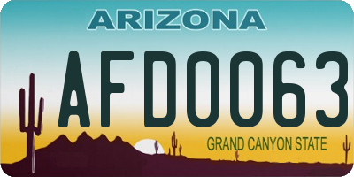 AZ license plate AFD0063