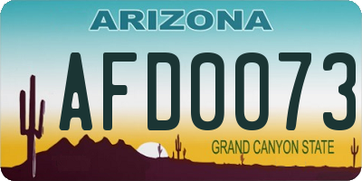 AZ license plate AFD0073