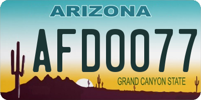AZ license plate AFD0077
