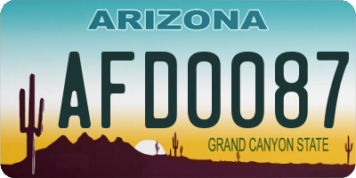 AZ license plate AFD0087