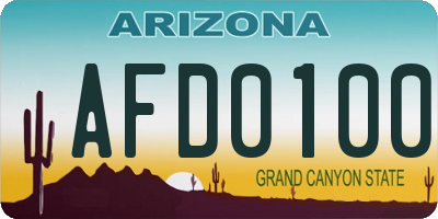 AZ license plate AFD0100