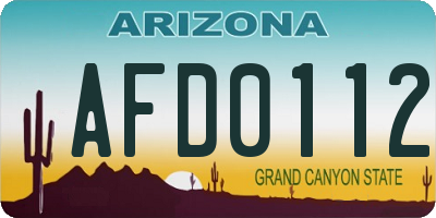 AZ license plate AFD0112