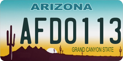 AZ license plate AFD0113
