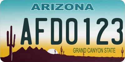 AZ license plate AFD0123