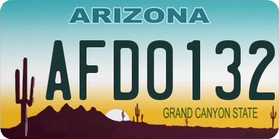 AZ license plate AFD0132