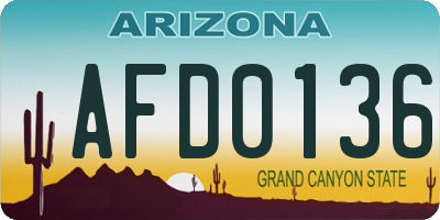 AZ license plate AFD0136
