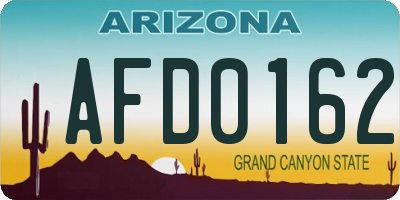 AZ license plate AFD0162