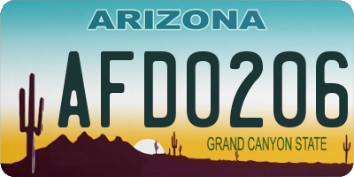 AZ license plate AFD0206
