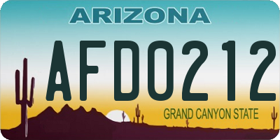 AZ license plate AFD0212