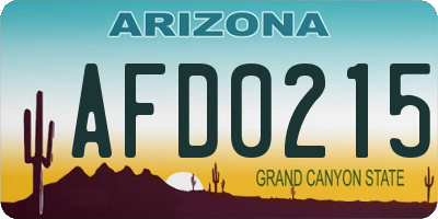 AZ license plate AFD0215