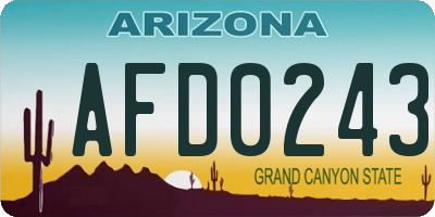 AZ license plate AFD0243