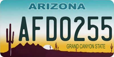 AZ license plate AFD0255