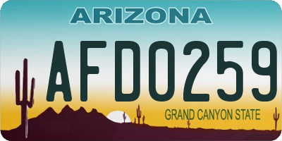 AZ license plate AFD0259