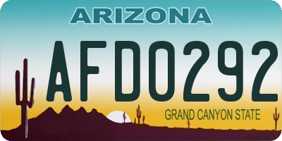 AZ license plate AFD0292