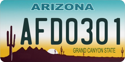 AZ license plate AFD0301
