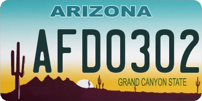AZ license plate AFD0302