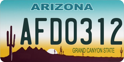 AZ license plate AFD0312