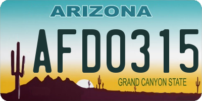 AZ license plate AFD0315