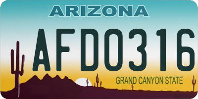 AZ license plate AFD0316
