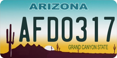 AZ license plate AFD0317