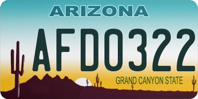 AZ license plate AFD0322