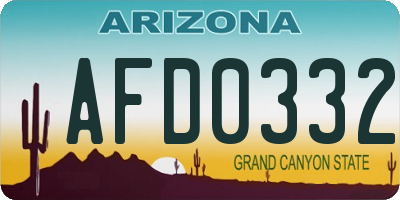 AZ license plate AFD0332