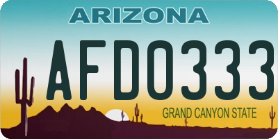 AZ license plate AFD0333