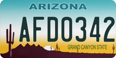 AZ license plate AFD0342