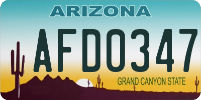 AZ license plate AFD0347