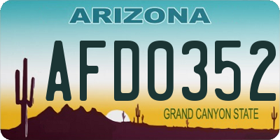 AZ license plate AFD0352