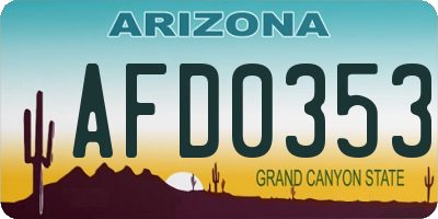 AZ license plate AFD0353
