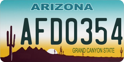 AZ license plate AFD0354