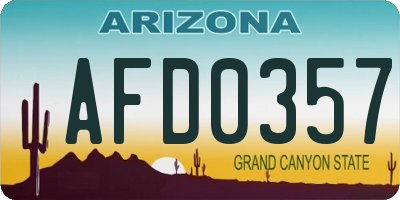AZ license plate AFD0357