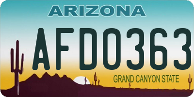 AZ license plate AFD0363