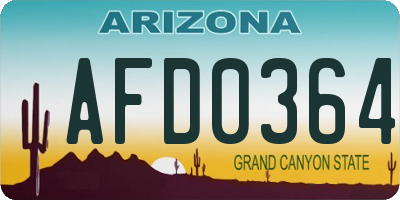 AZ license plate AFD0364